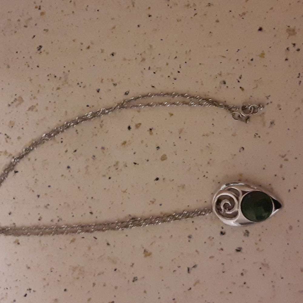 Silver Alaskan jade pendant with 18" chain. - Picture 3 of 6